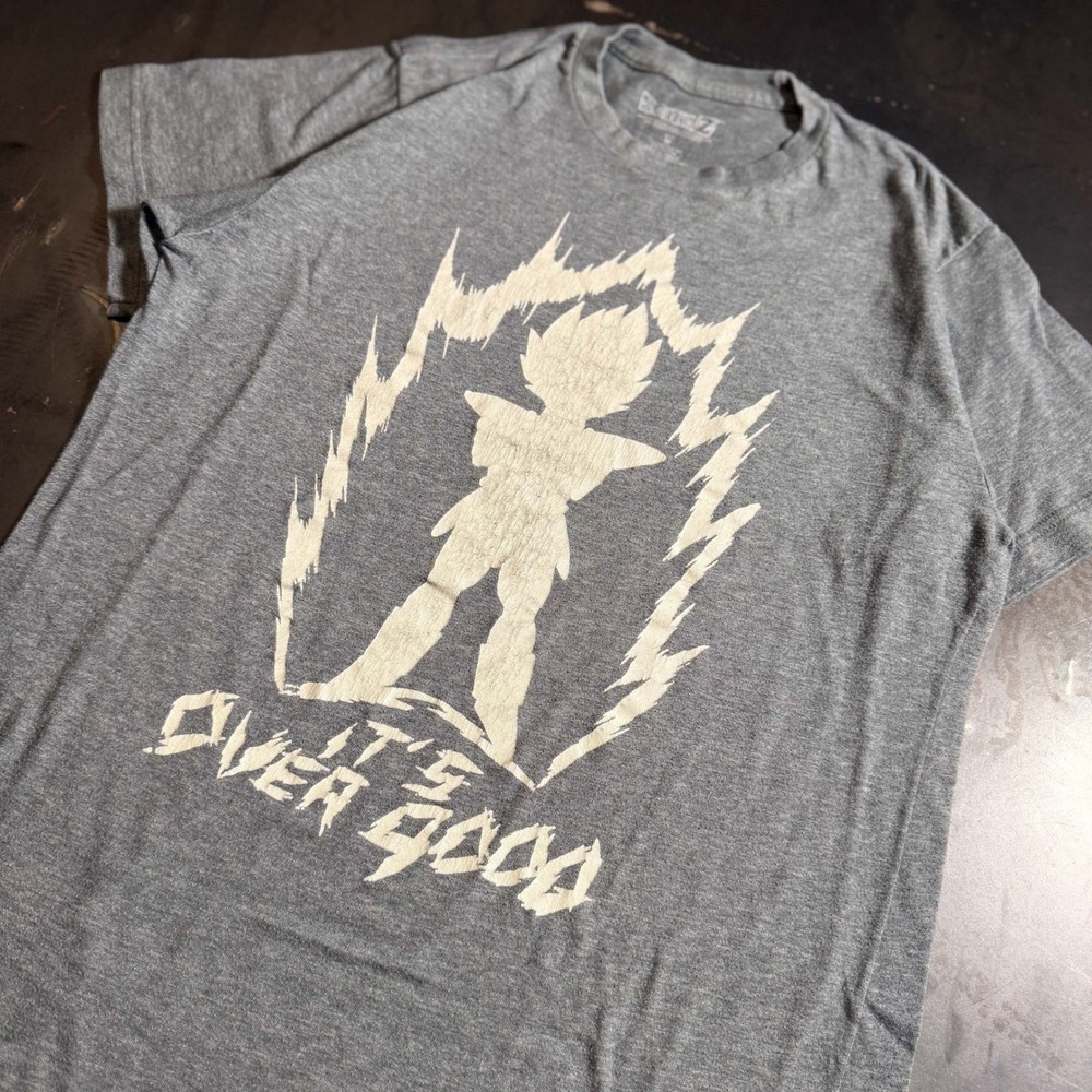 Dragon Ball Z Vegeta Its Over 9000 Graphic Tee Grey‎ Kids Medium M 10/12